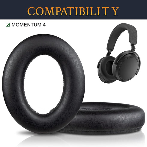 SOULWIT Protein Leather Earpads Replacement for Sennheiser Momentum 4 Over/Around Ear Wireless Headphones, Ear Pads Cushions with High-Density Noi...