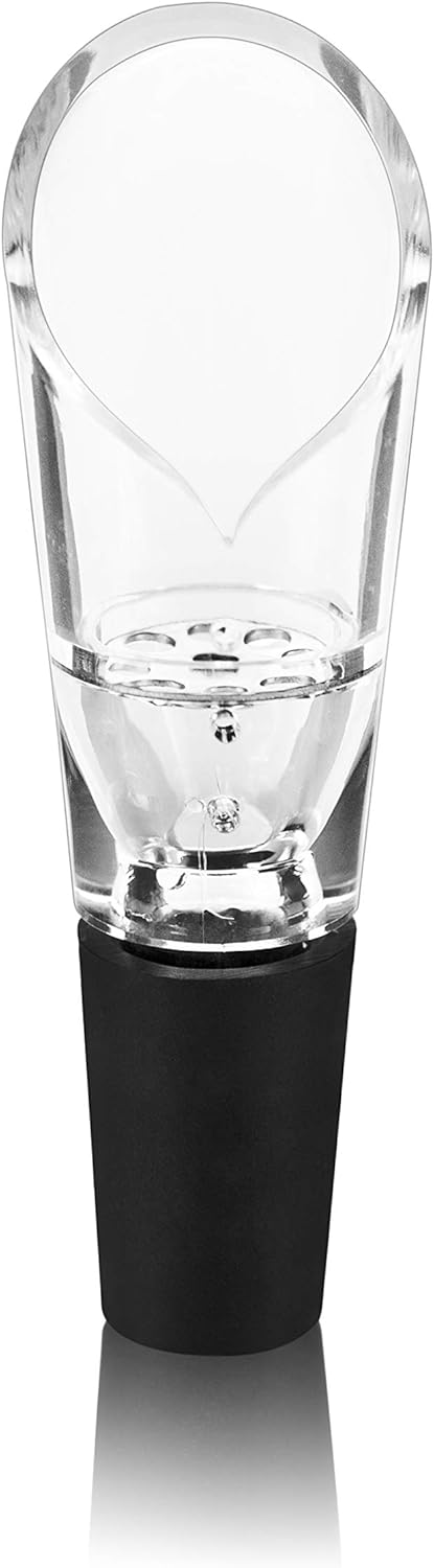 True Aerial Aerating Wine Pourer, Decant Wine Instantly, Aerating Pour Spout, Acrylic and Rubber, Drip-Free Pour, Set of 1...