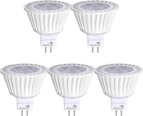Bioluz LED 5 Pack MR16 LED Bulb Dimmable 50W Halogen Replacement 7w 3000K 12v AC/DC UL Listed High CRI...