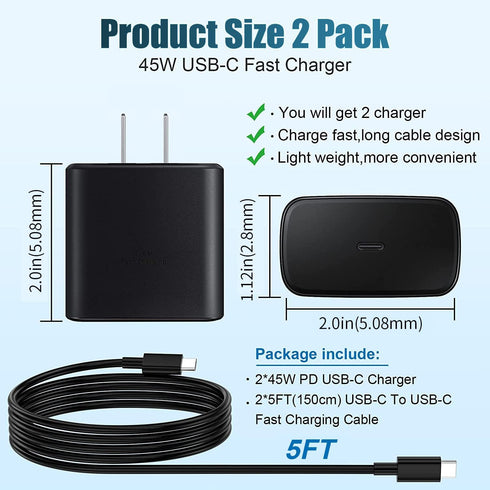 S23 Ultra Charger 45W Samsung Super Fast Charger Type C for Samsung Galaxy S23 plus/S23/S22 Ultra/S22+/S22/S21/S20/Note 20 Ultra/Note 10+, Galaxy ...