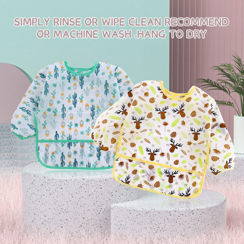 5 Pcs Long Sleeved Baby Toddler Bibs Waterproof Sleeved Bib 3-24 Months...