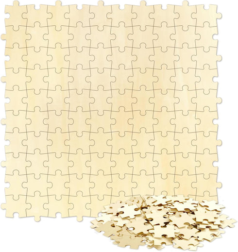 100 Blank Wooden Puzzle Pieces, Unfinished Freeform Jigsaw Puzzle Pieces for Crafts & DIY, Each Piece is 1.8x1.3 Inches to Draw on, Natural Wood P...