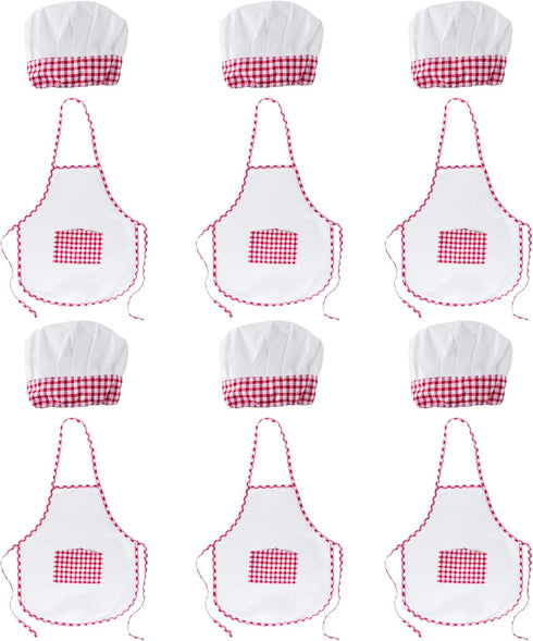 Super Z Outlet 12pc Set Complete Kids Cooking and Baking Apron With Pocket and Chef Hat Dress Up Set, Red Chef Costume for Career Role Play One Si...