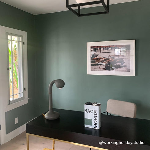 BACKDROP | Premium Interior Paint | Large Adhesive Paint Swatch | WEEKEND UPSTATE - Dark Green With A Hint Of Blue | 12" x 12" Color Sample...