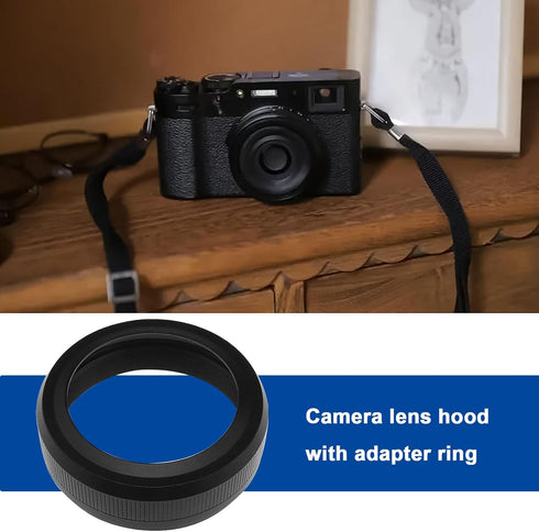 Lens Hood with Adapter Ring Compatible with Fujifilm X100V X100 X100S X100T X100F X70 Camera 49mm Filters Reduce Lens Flare Aluminum Alloy Black...