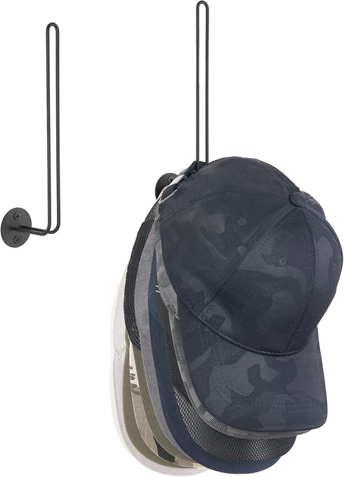 Mkono Hat Organizer for Baseball Caps, Set of 2 Wall Hat Rack 7.9 Inches Space Saving Holds 40 Caps Modern L -Shaped Hat Hooks Wall Mount Hat Hold...