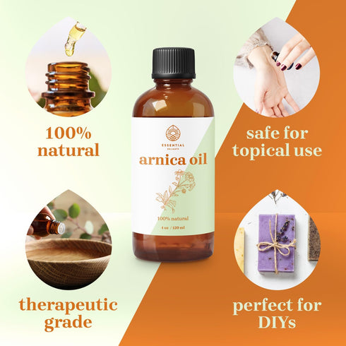 Arnica Oil by Essential Delights| Premium Grade Carrier Oil | for Aromatherapy, Soaps, Lotions, & Candles | Vegan & Cruelty Free (4 Fl Oz, Arnica)...