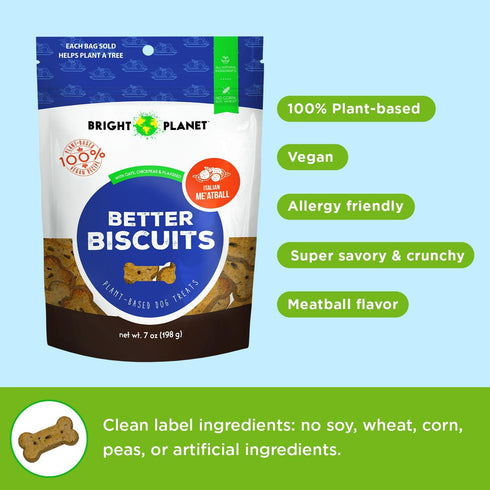| Plant-Based Vegan Dog Biscuit Italian Me'atball - 7oz | Sustainable Natural Clean Label | Limited Ingredient Hypoallergenic Treat | Made in USA ...