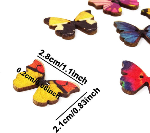 Honbay 100PCS Mixed Color 2-Hole Wooden Butterfly Buttons for Sewing Crafts...
