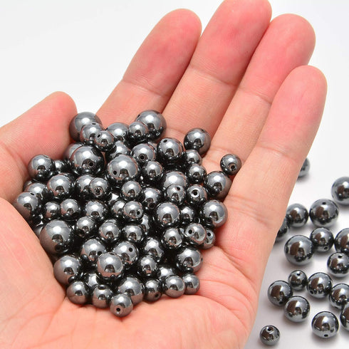 NCB 200pcs 4mm Black Hematite Loose Beads for Jewelry Making, Natural Semi Precious Beads Round Smooth Gemstones Spacer Beads Charms for Necklaces...