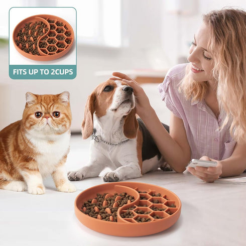Slow Feeder Dog Bowls, Silicone Pet Food Bowls with Suction Cups for Small Medium Breed, Non-Slip Dog Feeding Bowls Slow Down Pet Eating Speed, An...