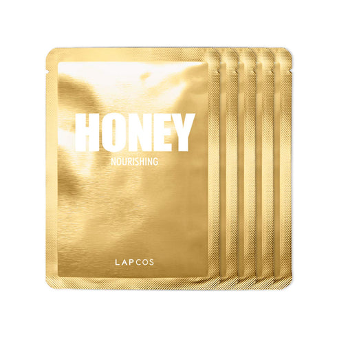 LAPCOS Honey Sheet Mask, Daily Face Mask with Hyaluronic Acid and Antioxidants to Hydrate and Tighten Dry Skin, Korean Beauty Favorite, 5-Pack...