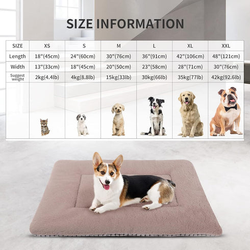 Reversible Dog Bed Mat with Plush and Corn Velvet,Soft Warm Pet Cushion, Dual Purpose Washable Sleeping Mattress Bed for Small Medium Large Dog an...