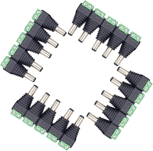 20 Pieces DC 12V 5A Male Plug Connector 5.5mm X 2.1mm? DC Power Adapter Connector for LED Light Strip and CCTV Camera...