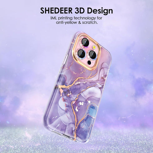 iPhone 15 Pro Case with Glitter Camera Protector + Screen Protector + Bumper iPhone 15 Pro 360 Full Body Protective Case Stylish Shiny Shockproof ...