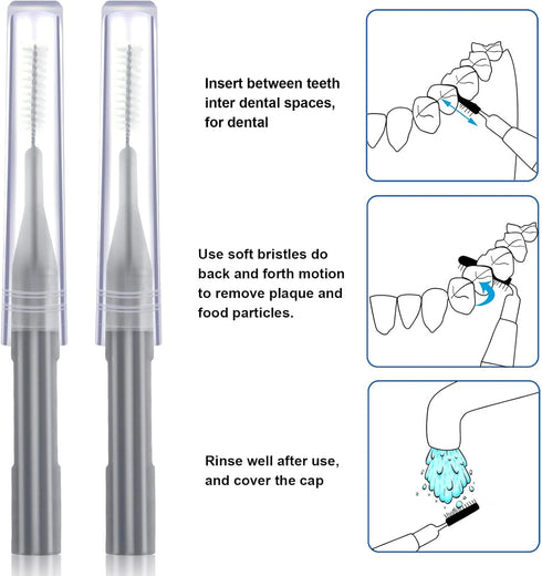 Patelai 100 Pieces Braces Brush for Cleaner Interdental Brush Toothpick Dental Flossing Head Oral Hygiene Flosser Tooth Cleaning Tool (Gray)...