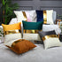 Navy Blue Beige Gold Leather Patchwork Velvet Throw Pillow Cover 12x20 Set of 2 Luxury Modern Home Decor Cushion Cover Decorative Pillow for Couch...