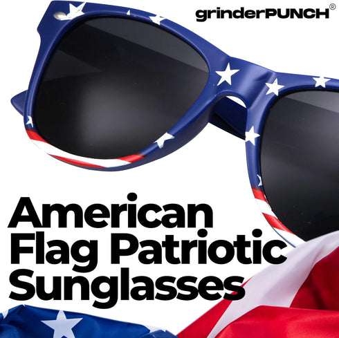 grinderPUNCH 2 Pair Combo Patriotic American US Flag Sunglasses Bulk USA...