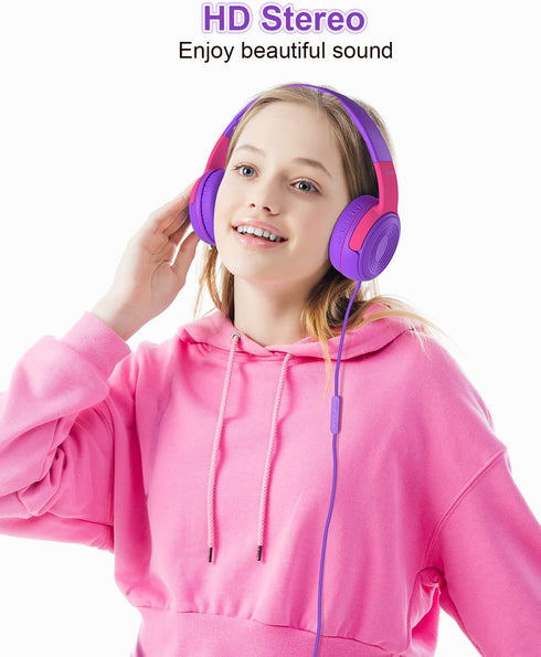 ELECDER Kids Headphones, S8 Wired Headphones for Kids with Microphone for Boys Girls, Adjustable 85dB/94dB Volume Limited, 3.5 mm Jack for School/...