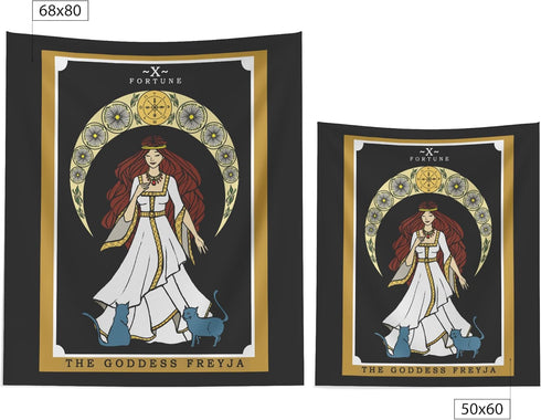 The Goddess Freyja Tarot Card Tapestry - Norse Goddess Freya Pagan Witch Wall Hanging Home Decor (60" x 50")...