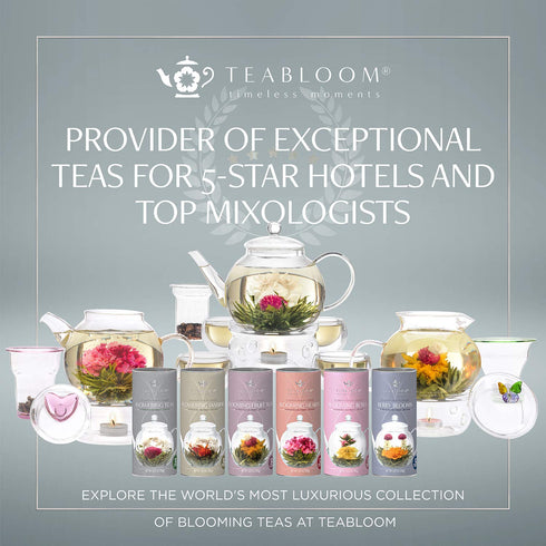 Teabloom Flowering Tea - 12 Unique Varieties of Blooming Tea Flowers - Hand-Tied Green Tea Leaves & Edible Flowers - 12-Pack Gift Canister...