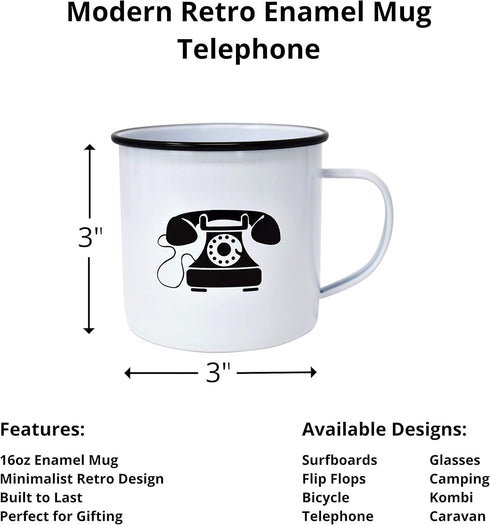 Modern Retro Enamel Mug Camping Mug in Vintage Enamelware Designs – Fun Metal Coffee Mug and Durable Camping Cup - Tin Mugs for Coffee (or Whiskey...
