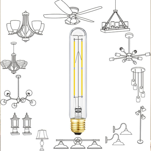 Leools Dimmable E26 Edison Bulb 8W Equal 75 watt Light Bulb AC120V Daylight 4000K Edison Light Bulbs 75 Watt 800LM Tubular T10 led Bulb for Rustic...