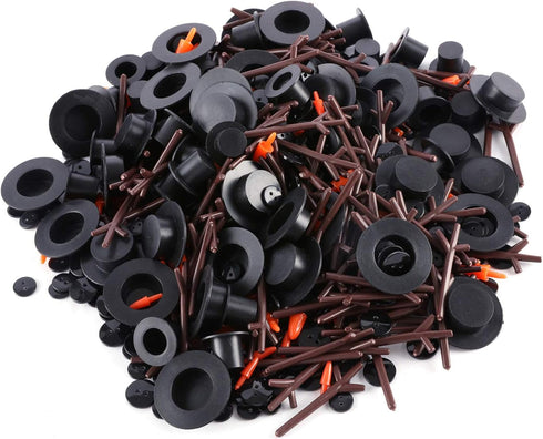 800pcs Christmas Snowman DIY Craft Kit Including 80 Mini Black Top Hats, 80 Carrot Snowman Noses, 160 Snowman Hands, 480 Tiny Black Buttons for Ch...
