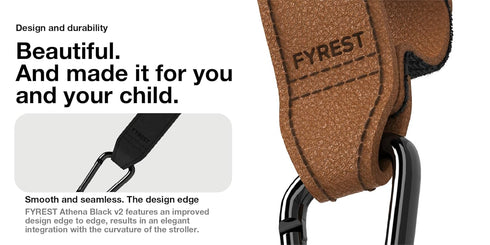 FYREST Premium PU Leather Baby Multipurpose Outdoors Origanizer Stroller Hook, Hooks for Diaper Bags, Easy Clip, Carabineer (Black - 2 Pieces) May...