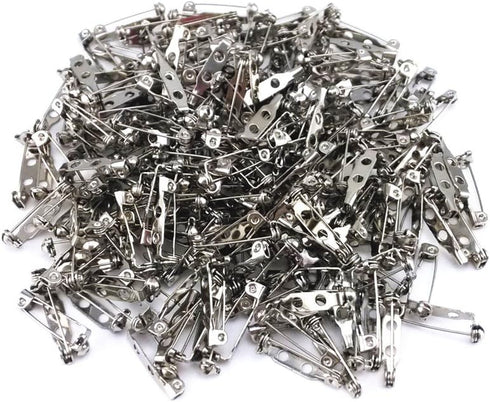 yueton 200pcs Metal Double Hole Craft Pin Back Clasp Brooch Safety Pins Bar Pins Findings...