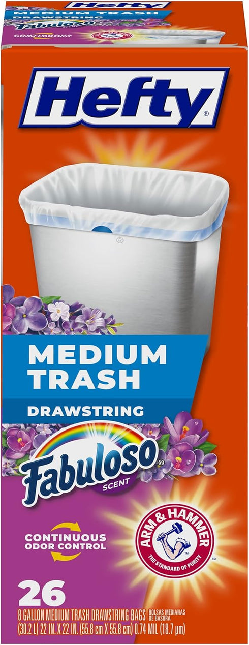 Hefty Medium Trash Bags, Fabuloso Scent, 8 Gallon, 26 Count...