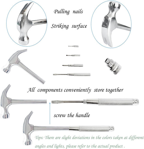 Small Hammer 6 in 1 Metal Hammer & Screwdriver, Multitool Camping Hammer Set Screwdriver Hammers Tools Mini Hammer with Screwdriver Hammers Hand T...