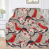 Red Cute Birds Cherry Flowers Soft Throw Blanket 40x50 inch Lightweight Warm Flannel Fleece Blanket for Couch Bed Sofa Travel Camping for Kids Adu...