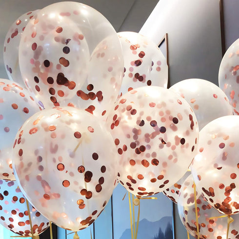 Rose Gold Confetti Balloons, 25 Pcs Thickened 12 Inch Clear Latex Balloon with Confetti Inside for Graduation Decorations Engagement Bridal Shower...