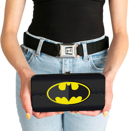 Buckle-Down unisex adults Buckle-down Hinge - Batman Icon Centered/Bat Signal Stripe Black/Yellow/Grays Wallet, Multicolor, 7 x 4 US...