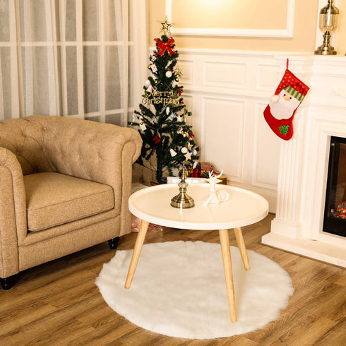 Tatuo 40 Inch Christmas Tree Skirt White Fur Fluffy Faux Plush Winter Tree Skirt for Christmas Holiday Decorations...