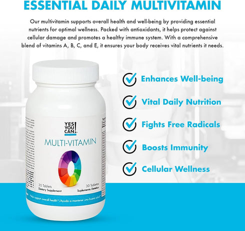 Yes You Can! Daily Multivitamins for Men and Women - Helps Assist Overall Health & Well-being, Contains Antioxidants, Rich in Vitamin A, B, C & E ...