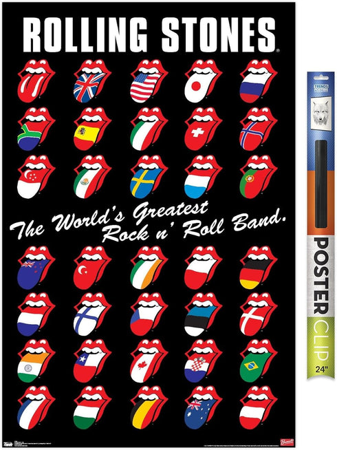Trends International Rolling Stones - Grid Wall Poster, 22.375" x 34", Premium Poster & Clip Bundle...
