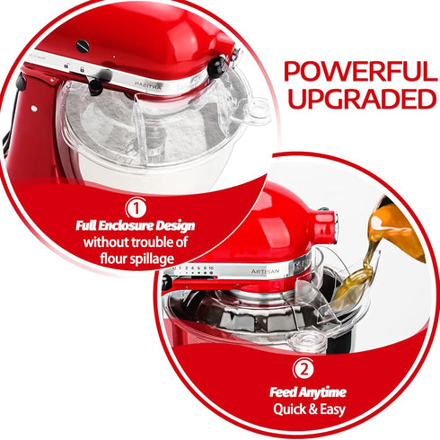 Updated for KitchenAid Tilt Head 4.5-5 QT Pouring Shield (for Stainless Steel Bowls Only), Fully Enclosed Foldable Lid Mixer Bowl Cover for Kitche...
