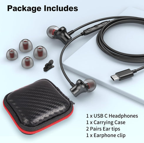 USB C Headphones Wired Earbuds for Samsung S24 Ultra S24+ S23 S22 FE iPad Pro iPhone 15 Pro Max Magnetic in-Ear Noise Canceling Type C Earphone Mi...