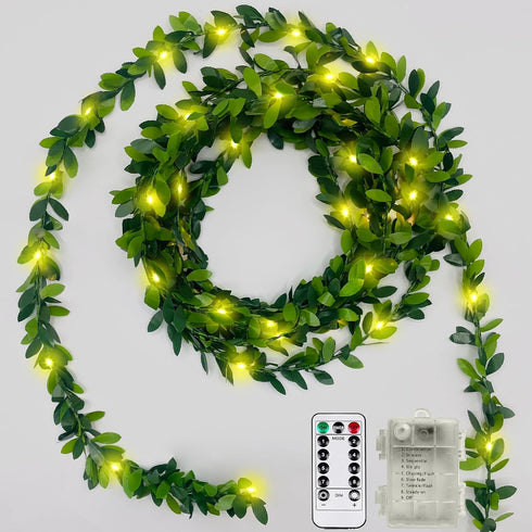 Battery Operated Vine String Lights, 33 Ft 100Led 8 Modes, Warm White Light with Green Vine, Suitable for Indoor and Outdoor, Wedding, Garden, Par...