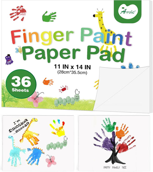 AROIC 36 Sheets Finger Paint Paper 11 x 14 inches, Paint Pad for Kids, Fingerpaint Paper For Toddlers And Kids, Kids Art Supplies, Art Paper Const...