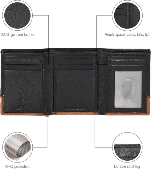ESTALON Real Leather Trifold Wallet For Men-RFID Slim Tri Fold Wallets Minimalist 3 fold Credit Card Holder ID Window (Phantom)...
