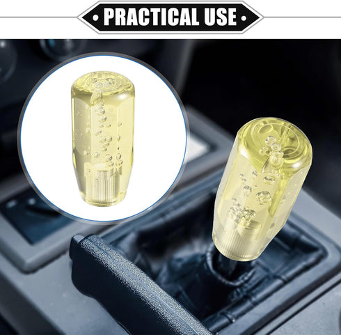 Gear Shift Knob Stick, 10cm Faux Crystal Transparent Bubble Gear Shifter Universal for Manual Transmission Vehicle Durable Acrylic Yellow with Ada...