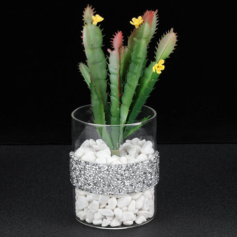 3 Yards Self Rhinestone Ribbon Crystal Rhinestones Stickers Bling Tape Wedding Ribbon Rhinestones for Crafts Car Wrap Phone Mirror Decor (Silver W...