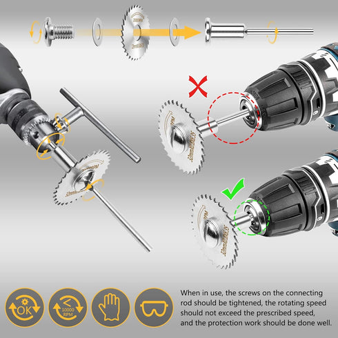 Cutting Wheel Set 44pcs for Rotary Tool, Diamond Cutting Wheels 10pcs and Resin Cutting Off Wheels 20pcs with Mandrels, HSS Circular Saw Blades 6p...