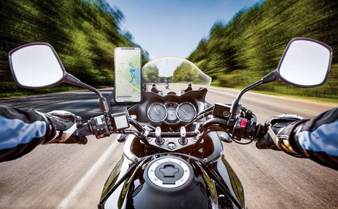 Motorcycle Phone Mount for Rearview Mirror, Metal Motorbike Phone Holder Smartphone Holder Mount 360° Rotation Adjustable, Universal for 6mm-10mm ...