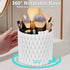 WAFJAMF Makeup Brush Holder 360 Rotating Cosmetics Holders Storage Cup for Vanity Desktop Bathroom Countertop 5 Slot Makeup Brushes Container - Cl...
