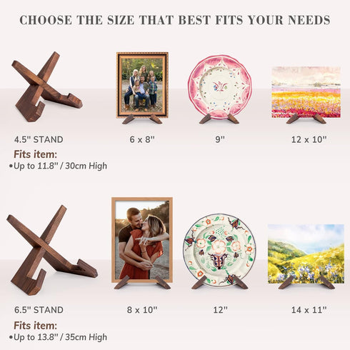 Plate Stand for Display - 4.5 Inch Plate Holder Display Stand, Wooden Picture Frame Stand, Decorative Table Top Easels for Display...