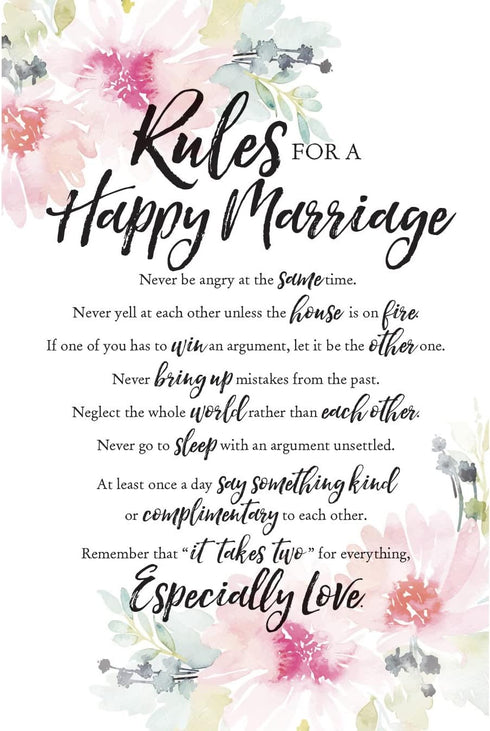 DEXSA Rules For Happy Marriage Wood Plaque - Made in the USA - 6"x9" - Elegant Vertical Frame Wall & Tabletop Decoration | Easel & Hanging Hook | ...